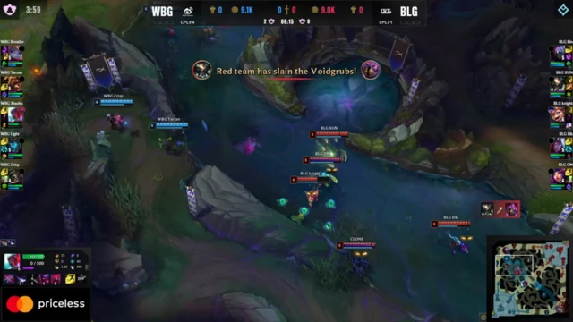 Screenshot of League of Legends gameplay featuring seven players in battle