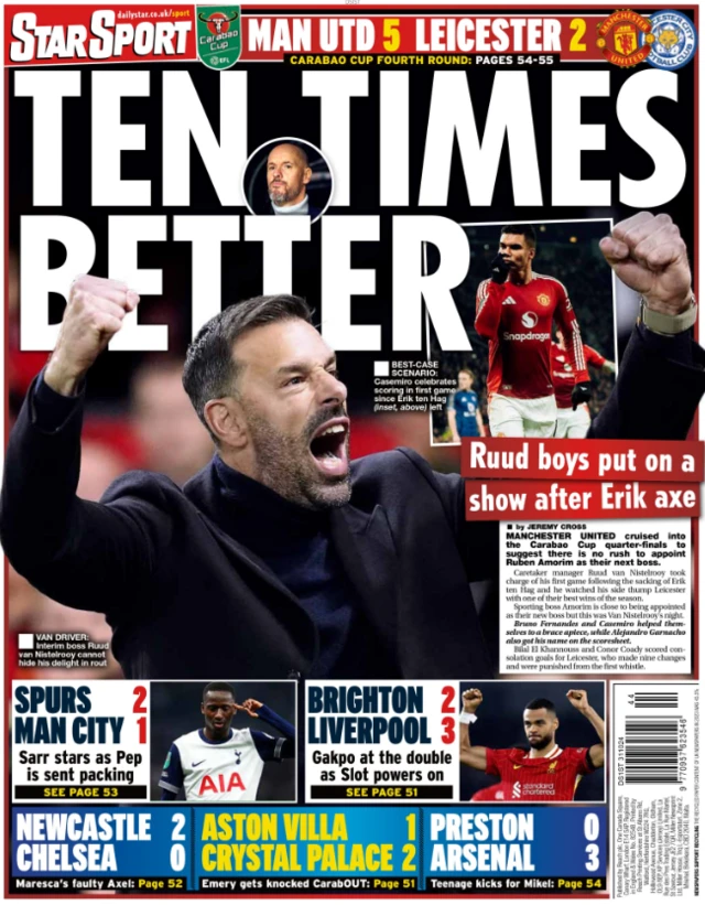 Back page of the Daily Star on 31 October 2024