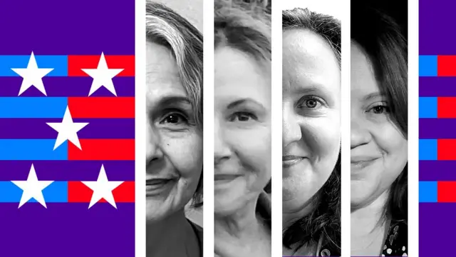 Graphic with the faces of four women voters