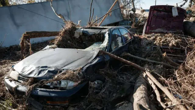 A wrecked car