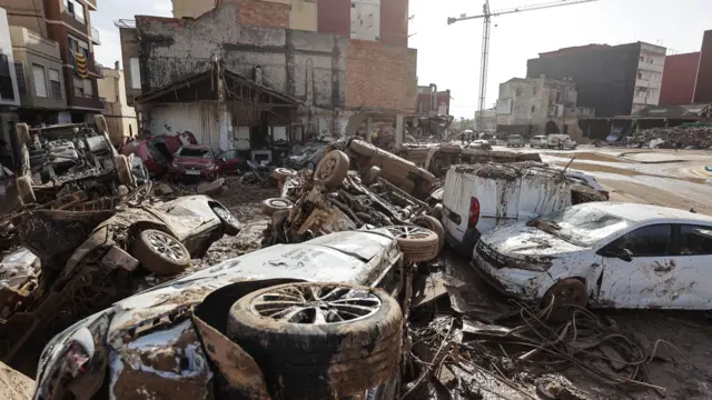 Flood damage in Caterroja, Valencia