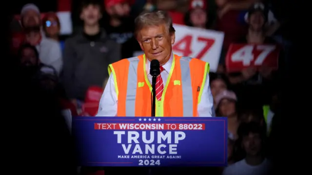 Donald Trump in a safety vest