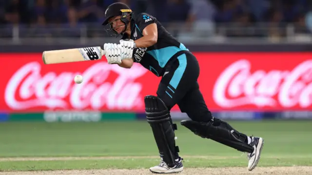 Georgia Plimmer of New Zealand bats during the Women's T20 World Cup match against India