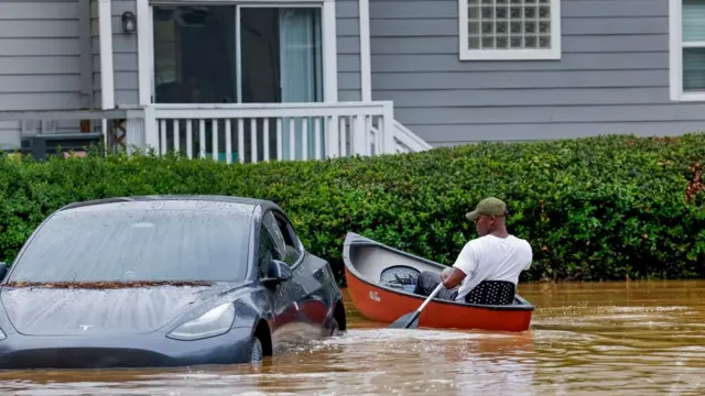 A home is flooded in Atlanta, Georgia