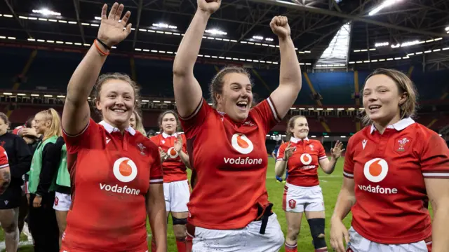 Wales players celebrate