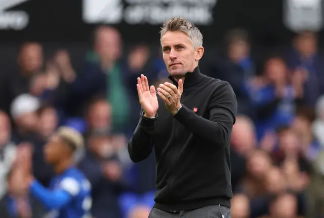 Kieran McKenna applauds the Ipswich fans