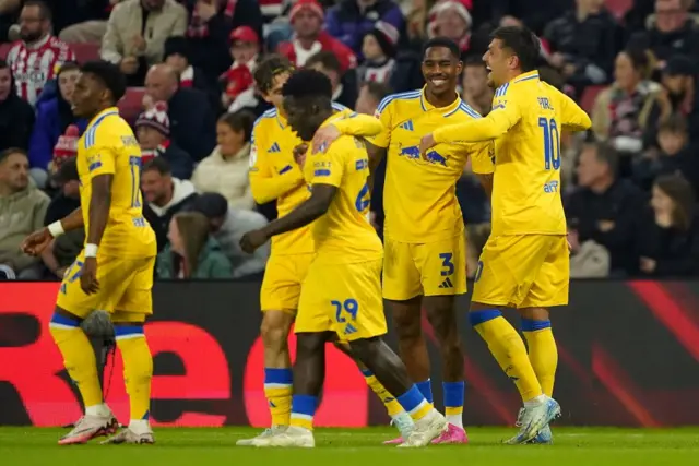 Junior Firpo celebrates