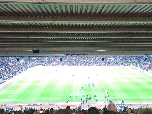 Pre-match light show at the Stadium of Light