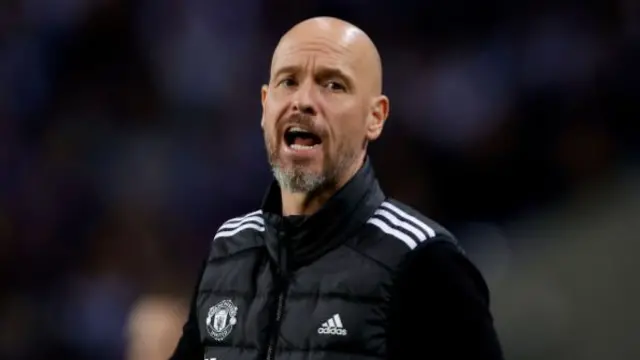 Erik ten Hag looks on during Manchester United's 3-3 draw with FC Porto