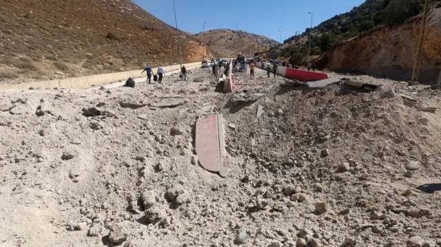 Aftermath of an Israeli strike at Masnaa border crossing