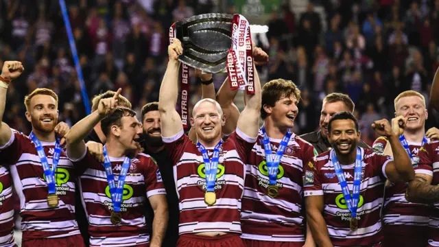 Wigan celebrate League Leaders' Shield