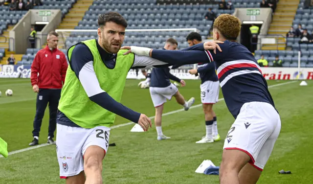 Dundee players warming up