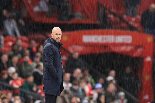 Manchester United manager Erik ten Hag in the rain