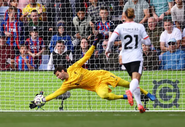 iverpool's Alisson Becker in action