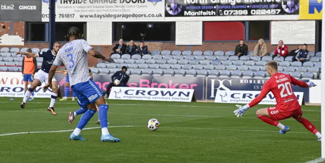 Dundee's Ziyad Larkeche scores against Kilmarnock.