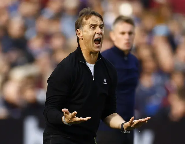 West Ham United manager Julen Lopetegui reacts