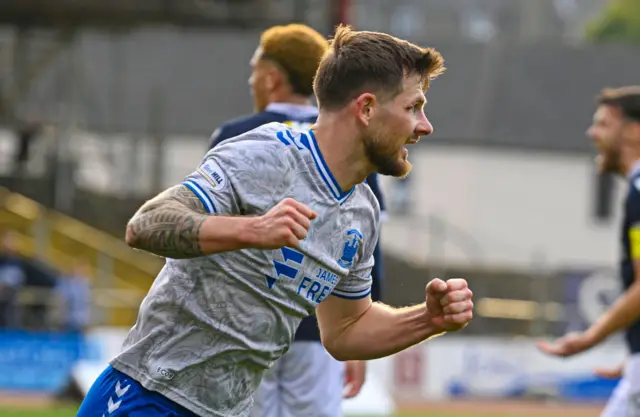 Matty Kennedy celebrates after scoring for Kilmarnock against Dundee