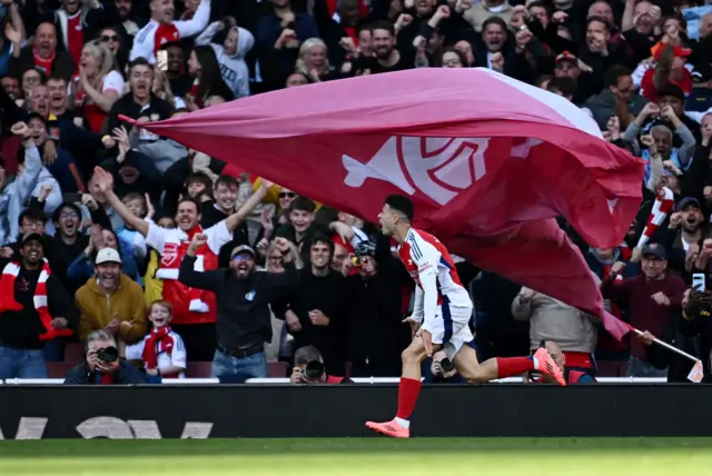 rsenal's Gabriel Martinelli celebrates scoring their second goal