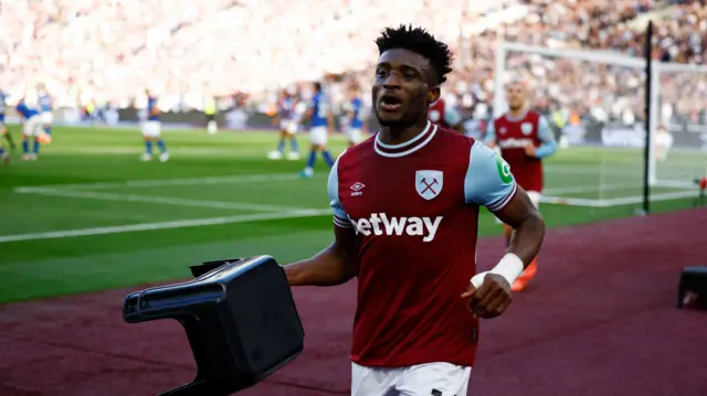 West Ham United's Mohammed Kudus celebrates scoring their second goal