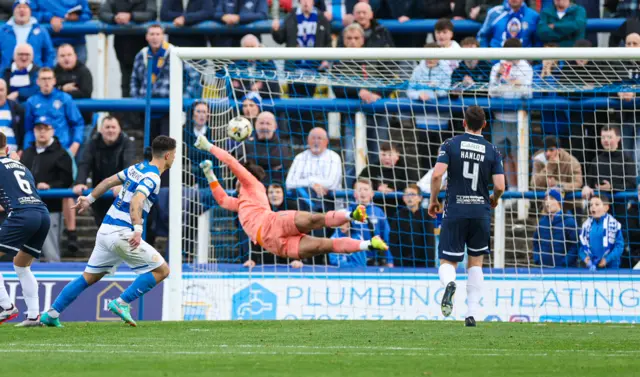 Filip Stuparevic scores for Morton against Raith Rovers