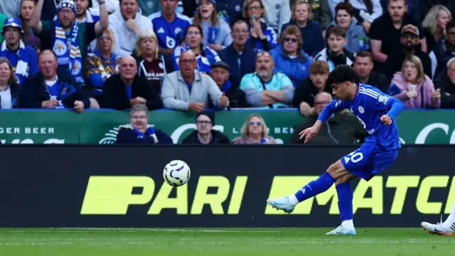 Leicester City's Facundo Buonanotte scores their first goal Action