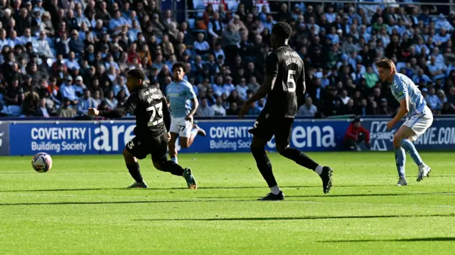 Jack Rudoni of Coventry City scores the team's first goal