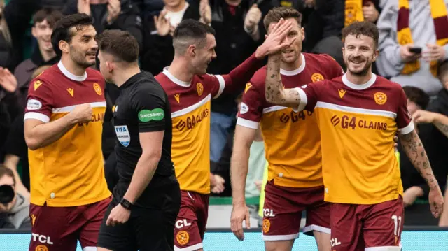 Motherwell players celebrating