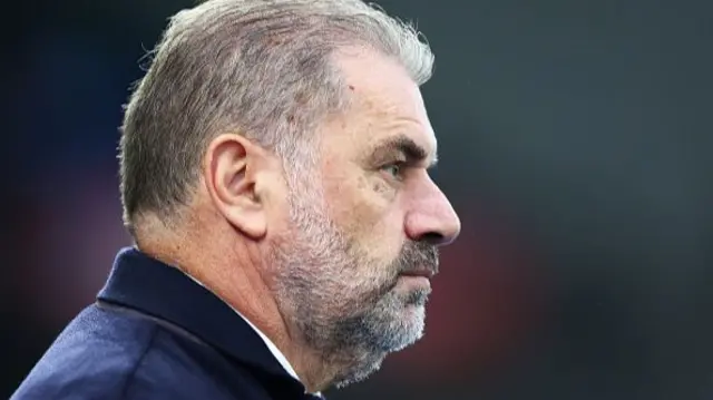 Ange Postecoglou, Manager of Tottenham Hotspur, looks on