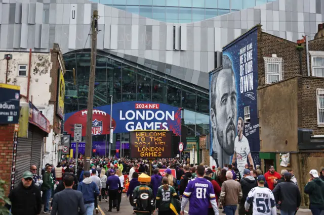 Outside Tottenham stadium for Vikings v Jets