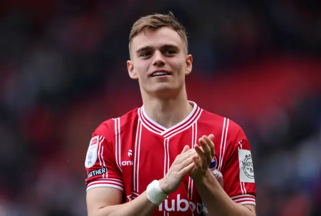 Bristol City's Scott Twine applauds fans`