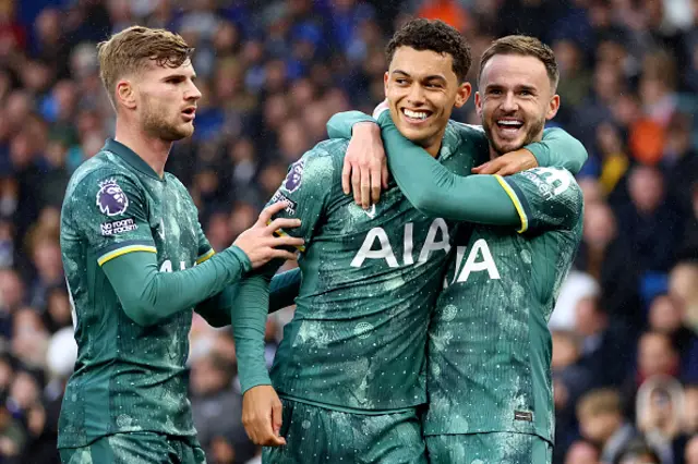 Brennan Johnson of Tottenham Hotspur celebrates