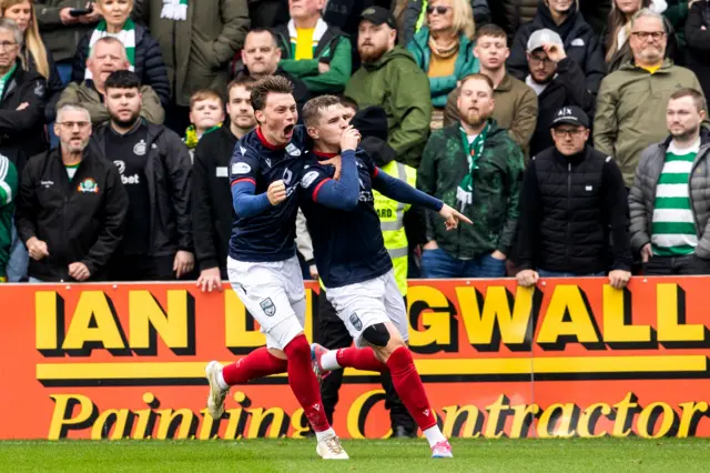 Ronan Hale celebrates with Aidan Denholm