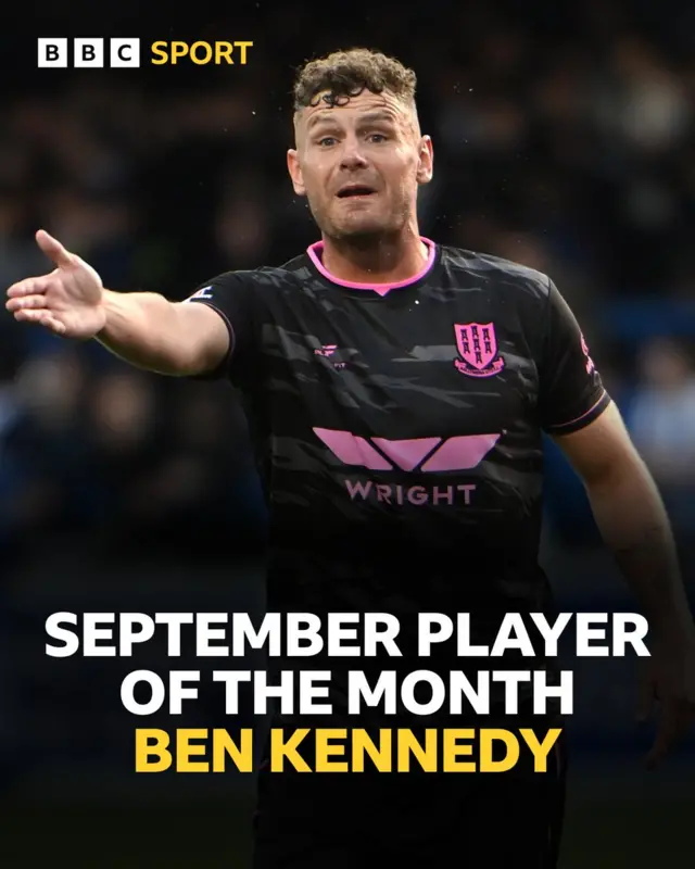 Ben Kennedy - Northern Ireland Football Writers' Player of the Month for September.