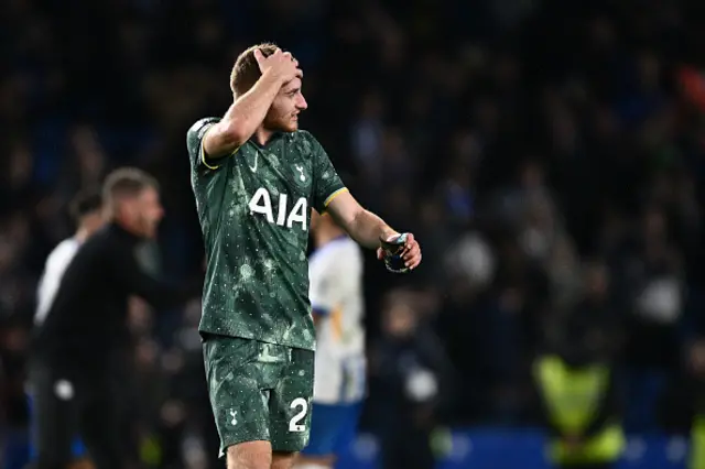 Dejan Kulusevski of Tottenham Hotspur FC dejected