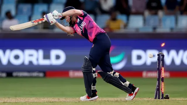 Scotland's Sarah Bryce is bowled