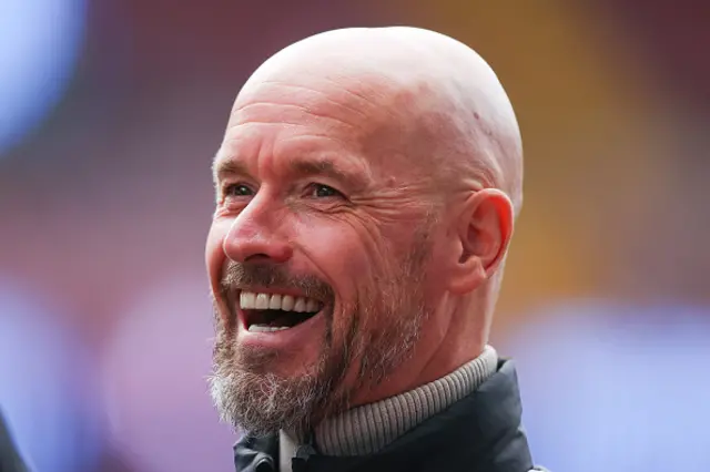 Erik ten Hag, manager of Manchester United, reacts