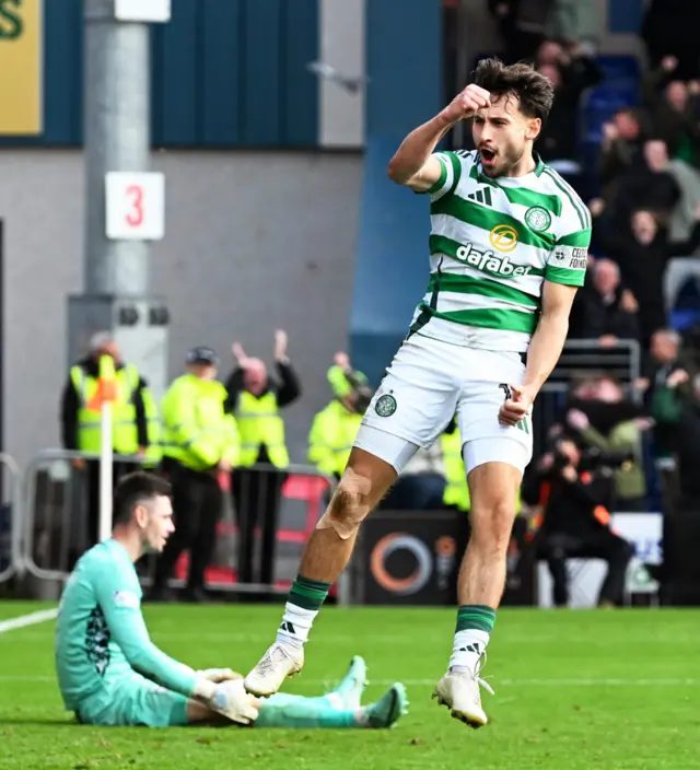 Nicolas Kuhn celebrates making it 2-1 to Celtic