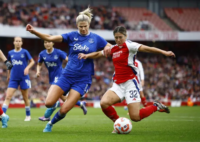 Everton's Justine Vanhaevermaet in action with Arsenal's Kyra Cooney-Cross