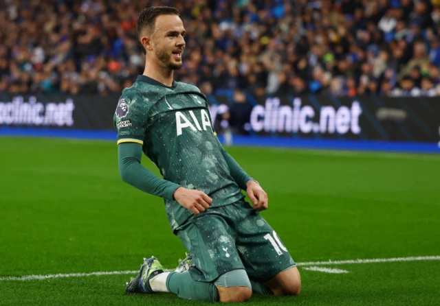 Tottenham Hotspur's James Maddison celebrates