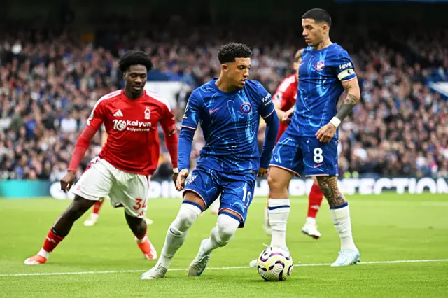 Jadon Sancho of Chelsea runs with the ball