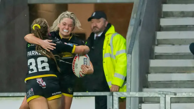 Eboni Partington celebrates for York Valkyrie against St Helens