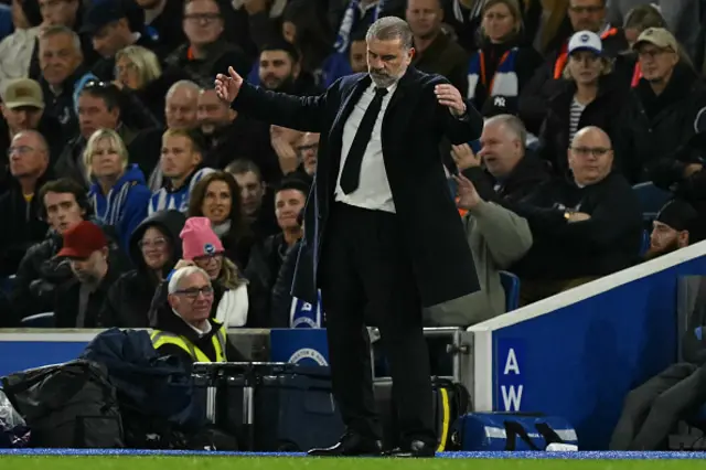 Ange Postecoglou gestures on the touchline