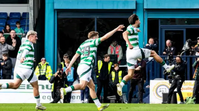 Celtic celebrate Nicolas Kuhn's late goal