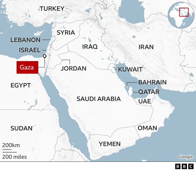 Map shows the location of Yemen and Israel