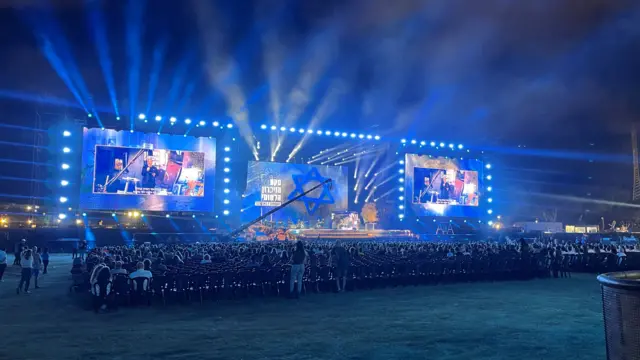 A picture of the stage at the ceremony in Tel Aviv