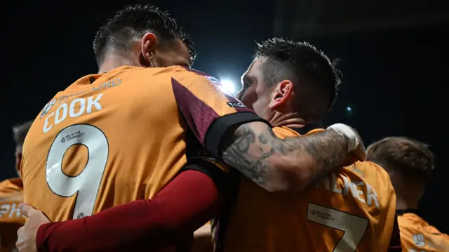 Bradford goalscorers Andy Cook and Jamie Walker