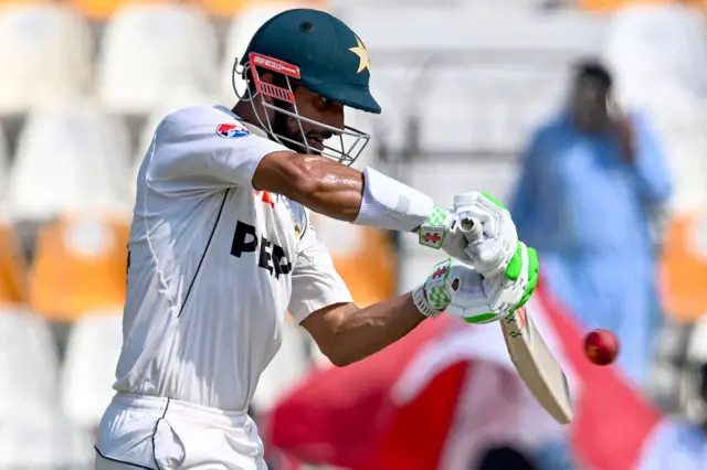 Pakistan captain Shan Masood bats against England in Multan