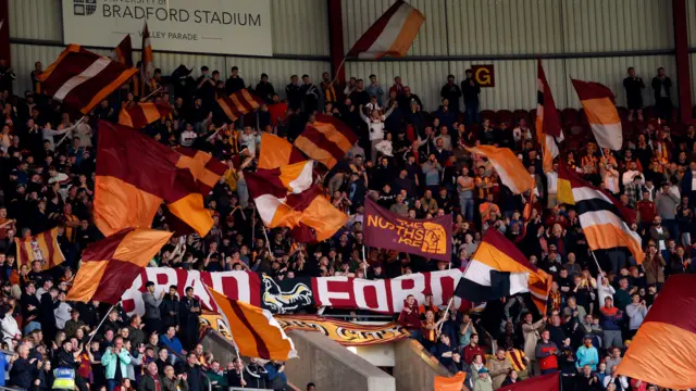 Bradford City supporters in the stands at Valley Parade