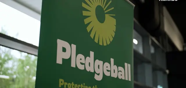 Close up of Pledgeball sign