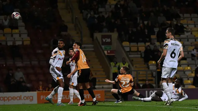 Bobby Pointon seals the three points for Bradford by scoring their third against Newport